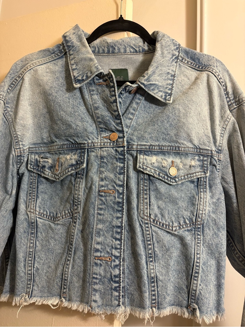 Target Light Blue Denim Jacket with Frayed Hem